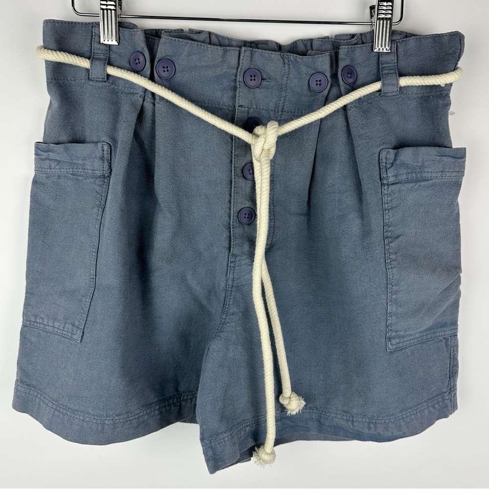 FREE PEOPLE Coney Beach Short NEW Blue Cotton Linen - Picture 3 of 5